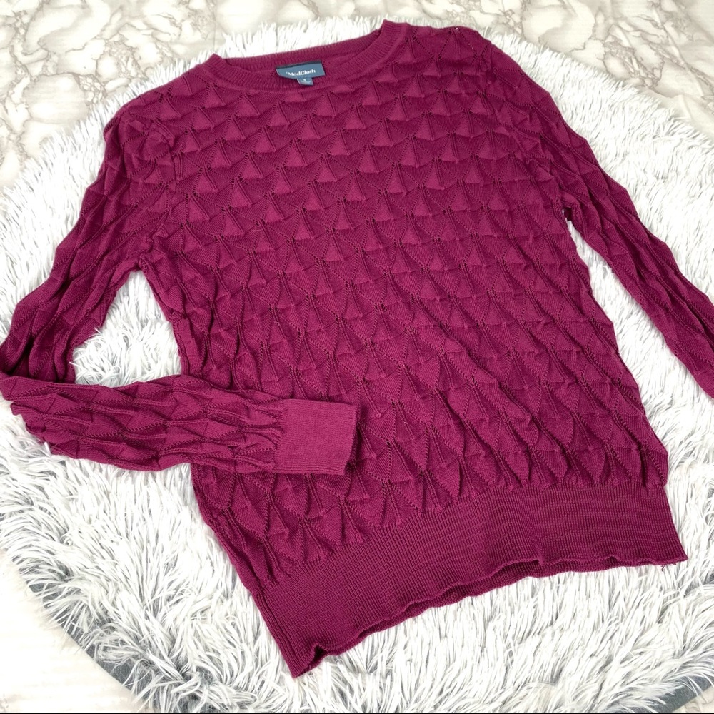Modcloth Raspberry Looking Lively Open Weave Knit… - image 2